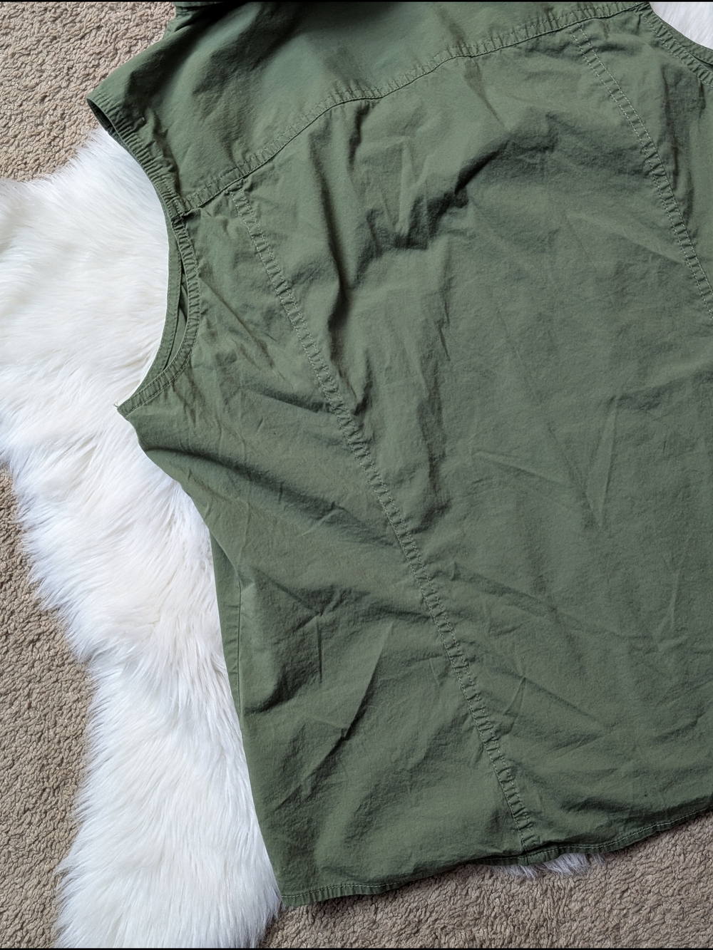 Sonoma Army Green Sleeveless Button Down Utility Top Size XL - Picture 10 of 13